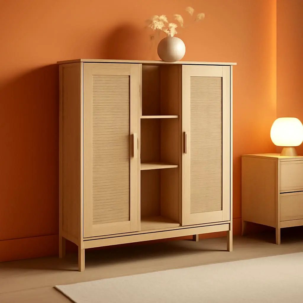 Rattan Storage Cabinet With 4 Adjustable Shelves Natural from PriceLows™