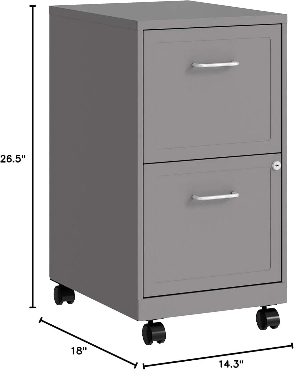 Mobile File Cabinet With Chrome Pull And Locking Drawers In Silver from PriceLows™