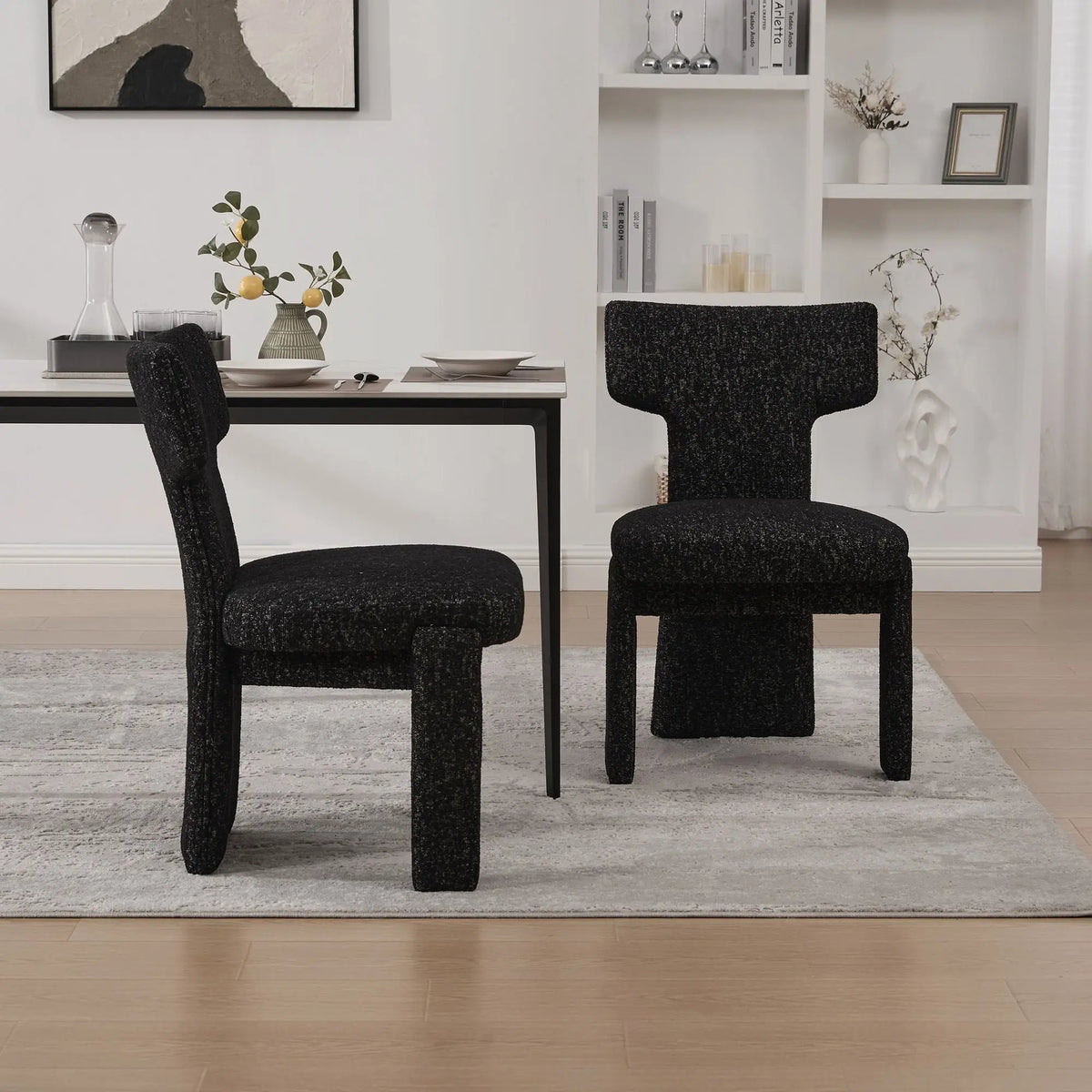 Armless Accent Chairs | Curved Back | Futuristic Design | Foam Padded Fabric