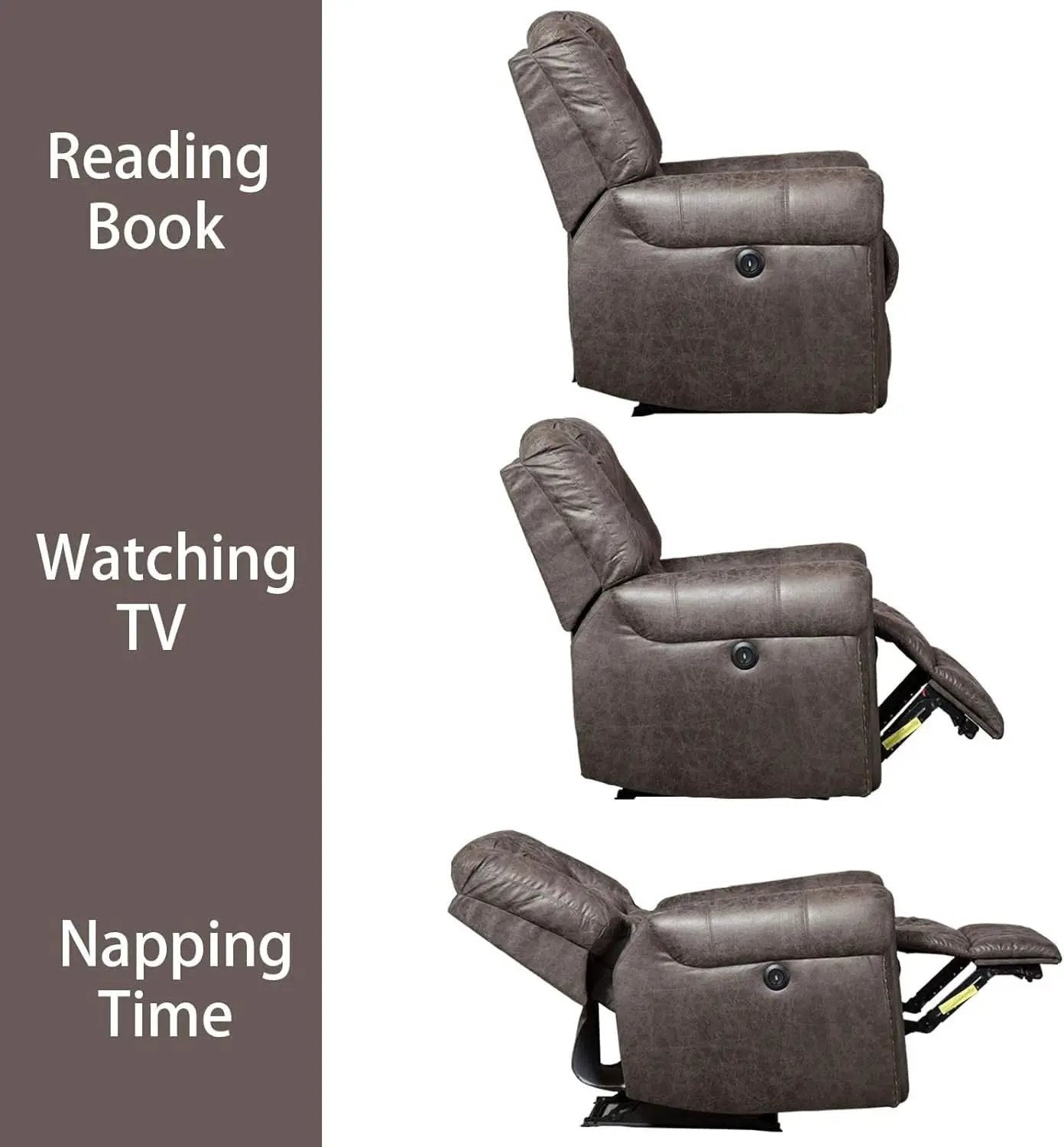 Electric Recliner Chair Smoky Gray With USB Port Theater from PriceLows™