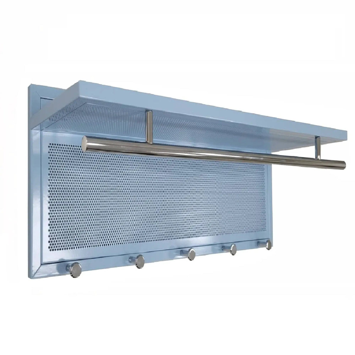 Wall Mounted Coat Rack | 5 Metal Hooks | Storage Shelf And Hanging Bar