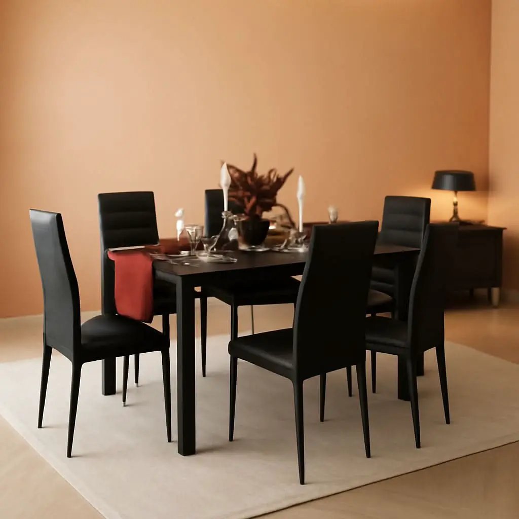 Glass Dining Table Set For 6 With PU Leather Chairs 7 Piece from PriceLows™