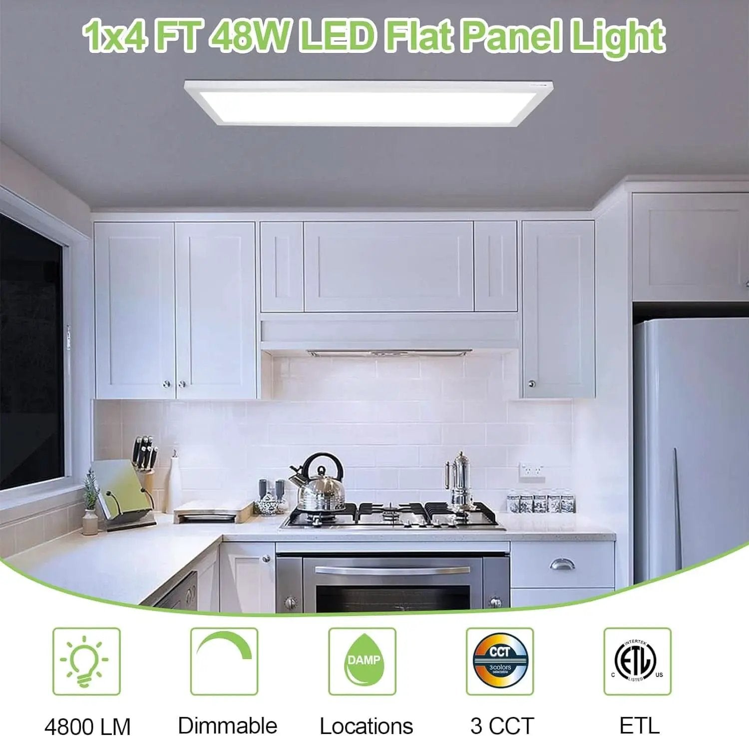1X4 Ft Led Flat Panel Light Dimmable Selectable Color Temperature Ultra Slim Flush Mount Ceiling Lamp 4800 Lm 48W 2 Pack from PriceLows™
