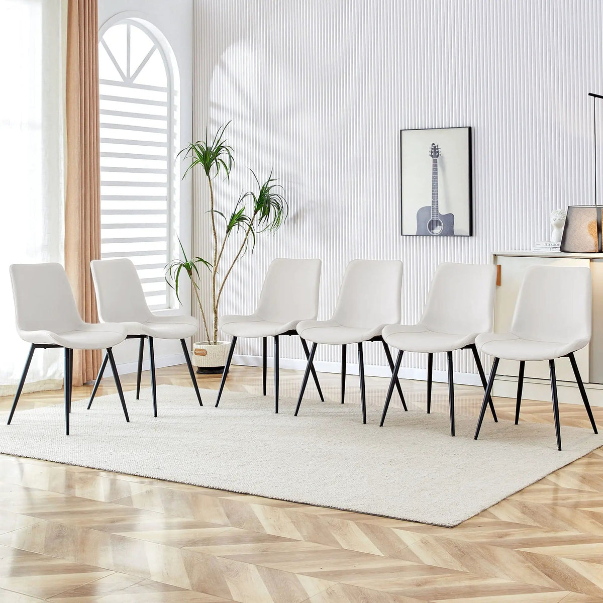 Modern Medieval Style Restaurant Cushioned Chairs With Suede Backrests Chair Set | 3 Pieces | Fabric & Metal | Dining Room