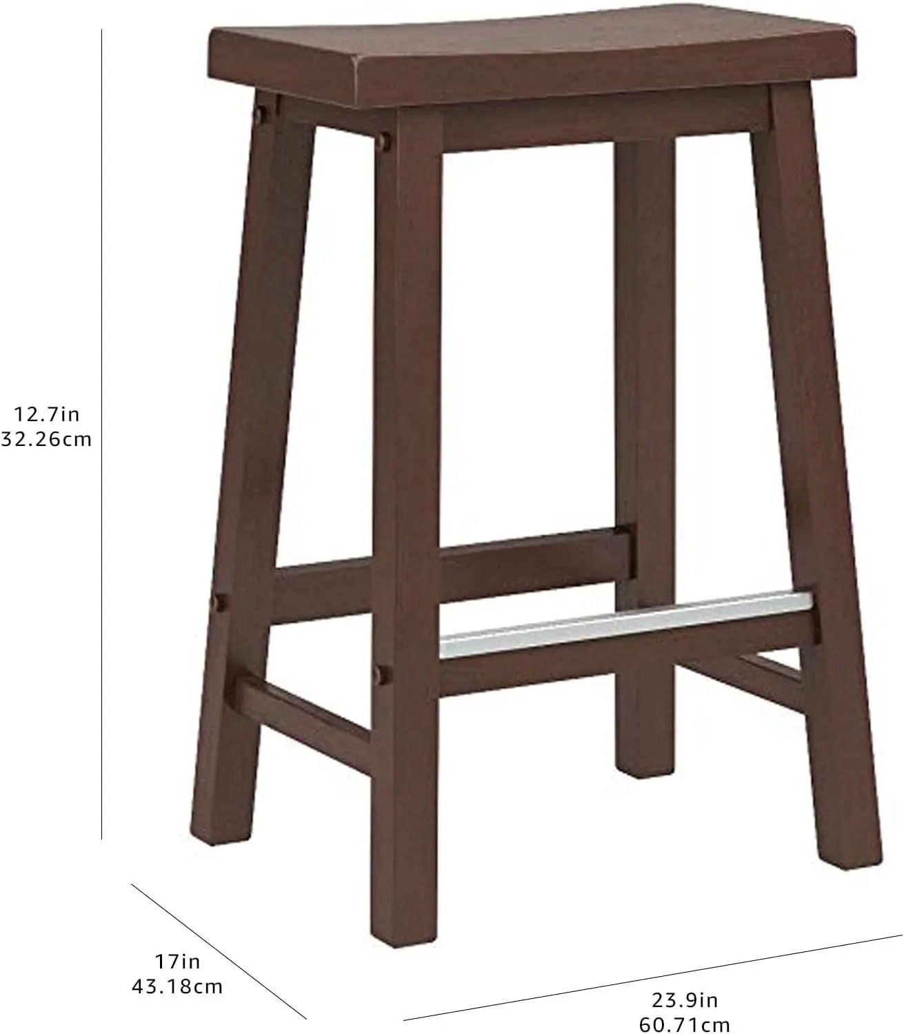 Walnut Saddle Seat Counter Stool 24 Inch Set Of 2 Stools from PriceLows™