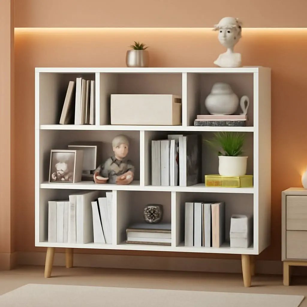 Wooden Open Shelf Bookcase 3 Tier Floor Standing Warm White from PriceLows™