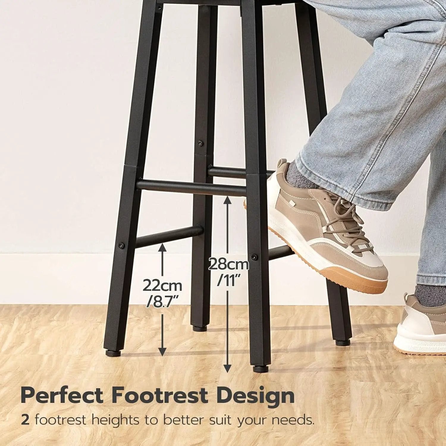 Bar Stools Set Of 2 24.8 Inch Rustic Brown Kitchen Island from PriceLows™