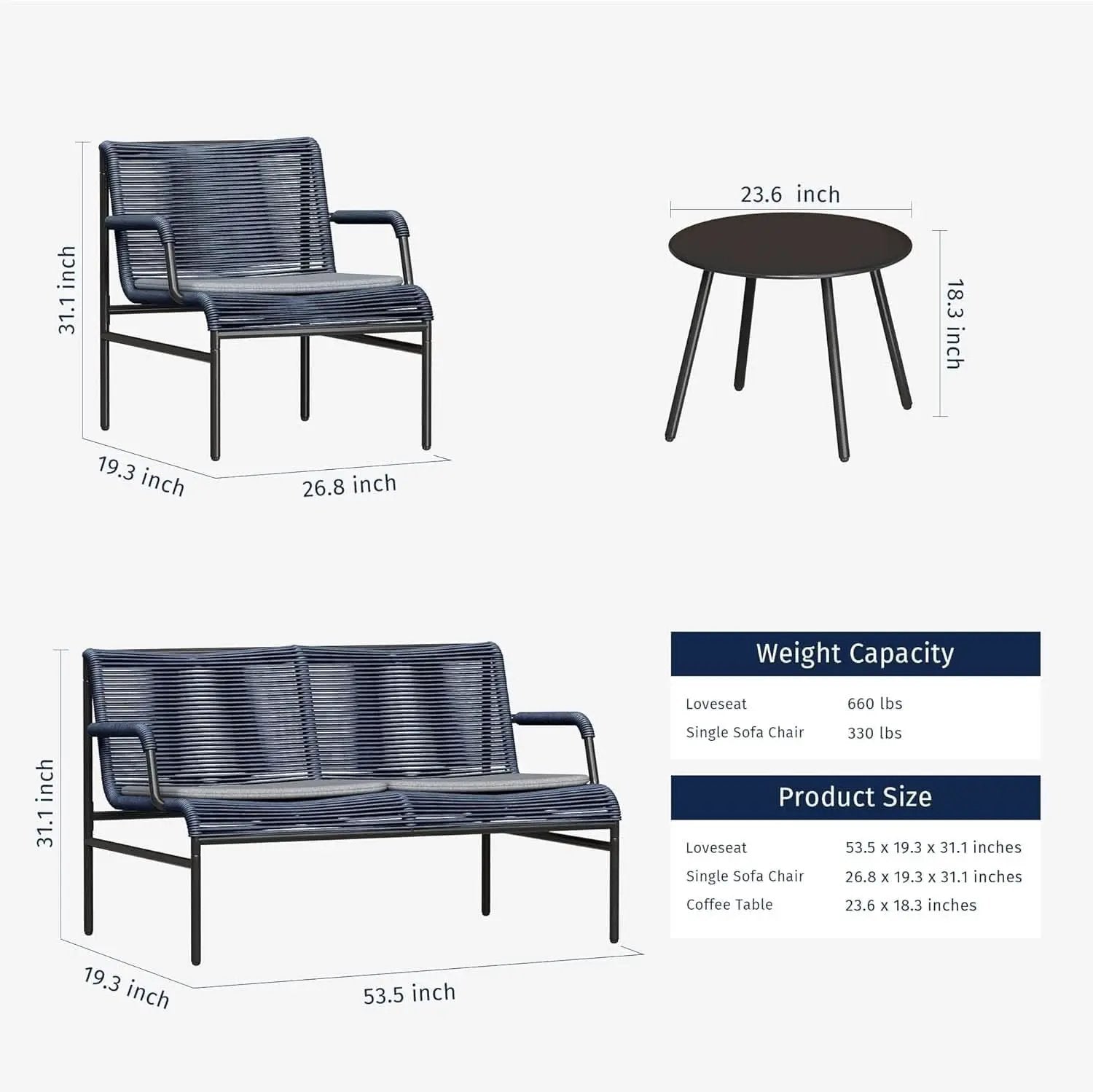 Modern Four Piece Patio Furniture Set with Comfortable Cushions from PriceLows™