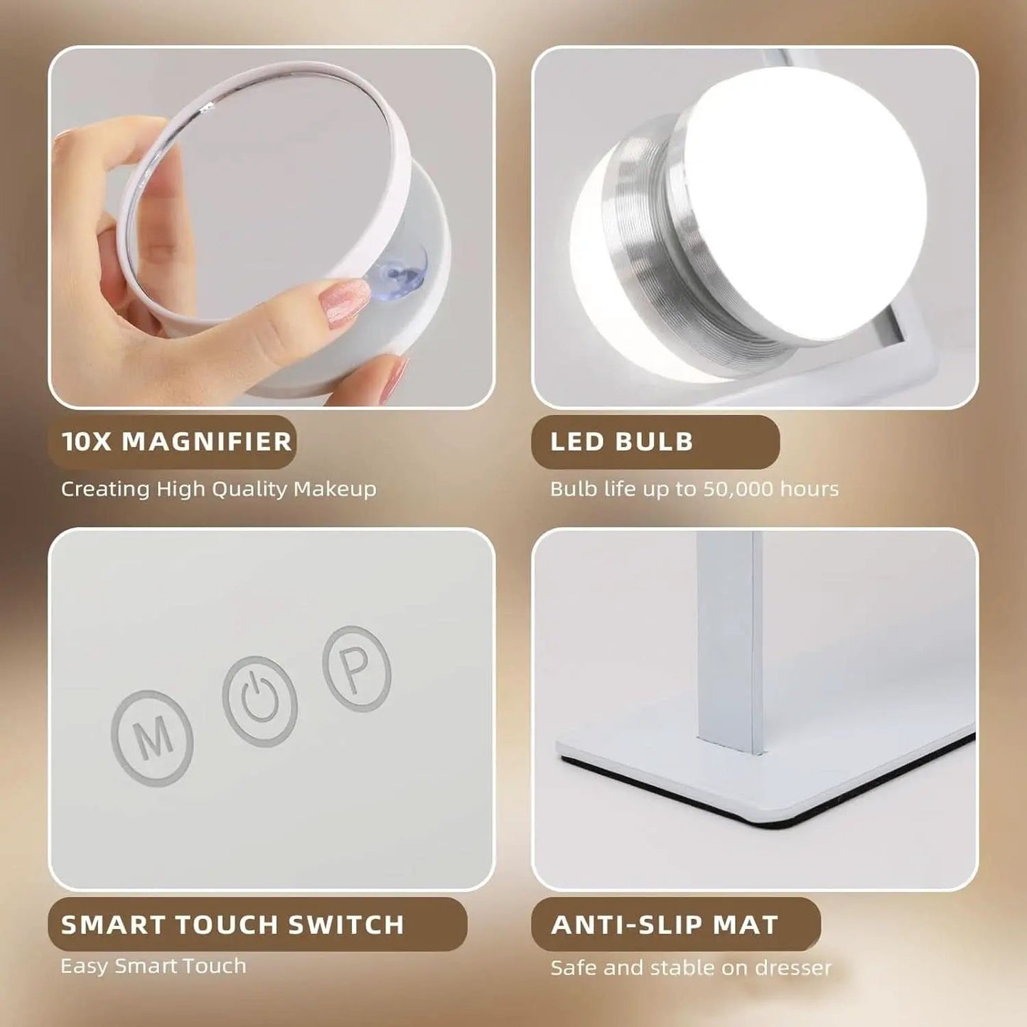 Lighted Vanity Mirror 12x10 Inch With 9 LED Bulbs 360 Rotation from PriceLows™