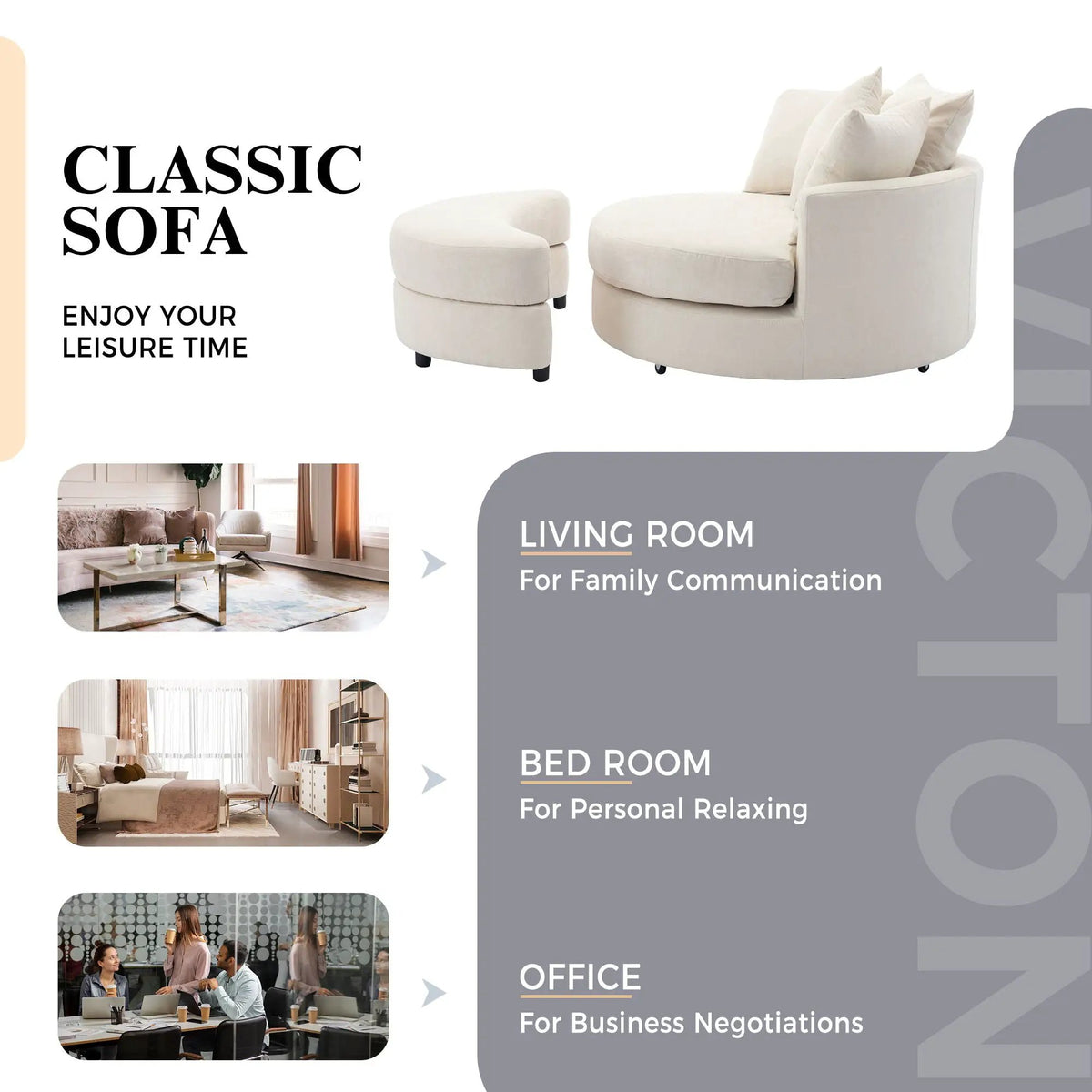 Swivel Accent Chair | 360 Degree Rotation | Ergonomic Padded Seat | Round Frame