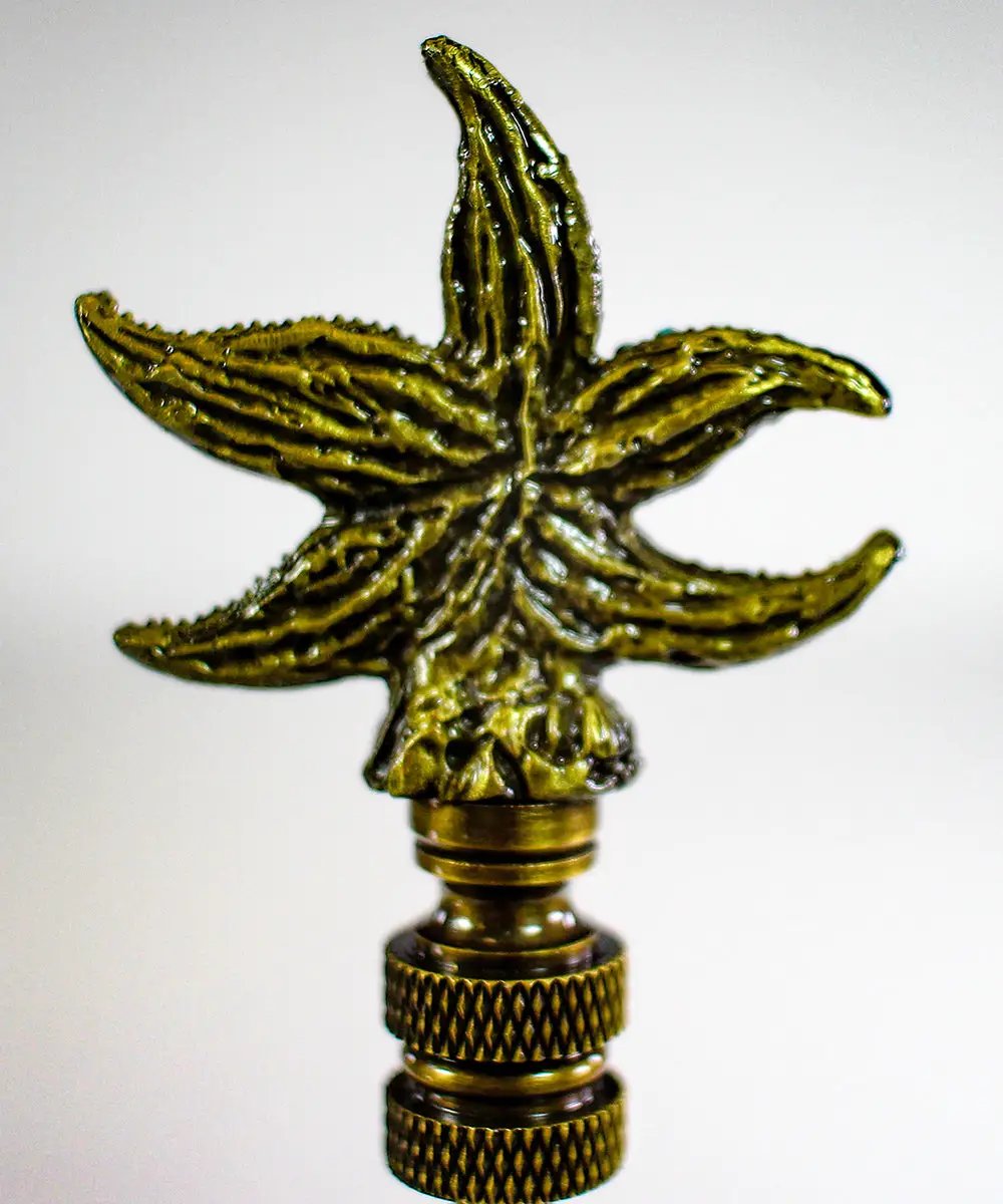 Lamp Finial | Starfish Design | Aegean Blue Glass | 2.5 Inch Height