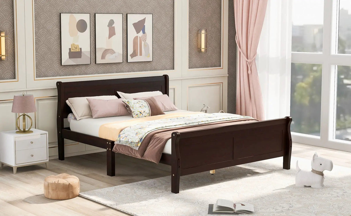 Wood Platform Bed Frame | Headboard Footboard | Wood Slat Support