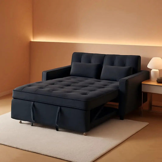 Black Velvet Sleeper Sofa With Adjustable Backrest from PriceLows™