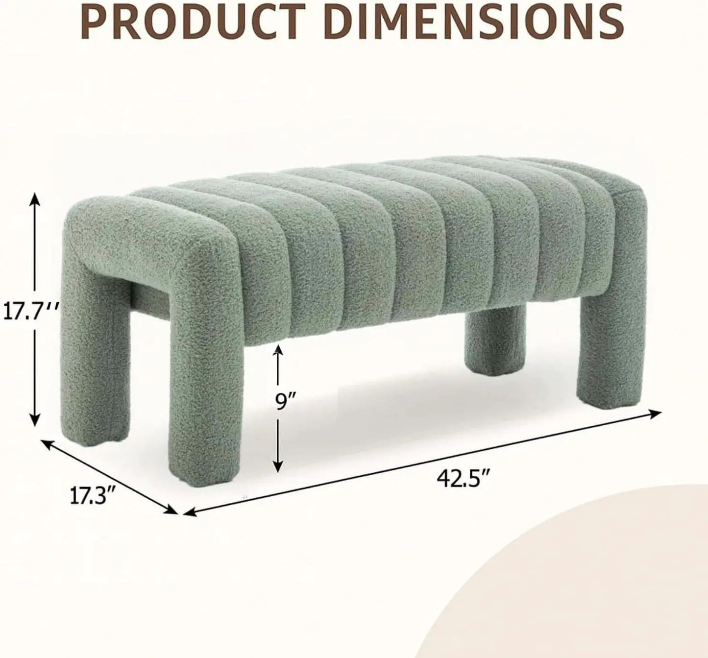 42.5 Inches Upholstered Ottoman Bench Boucle Fabric from PriceLows™