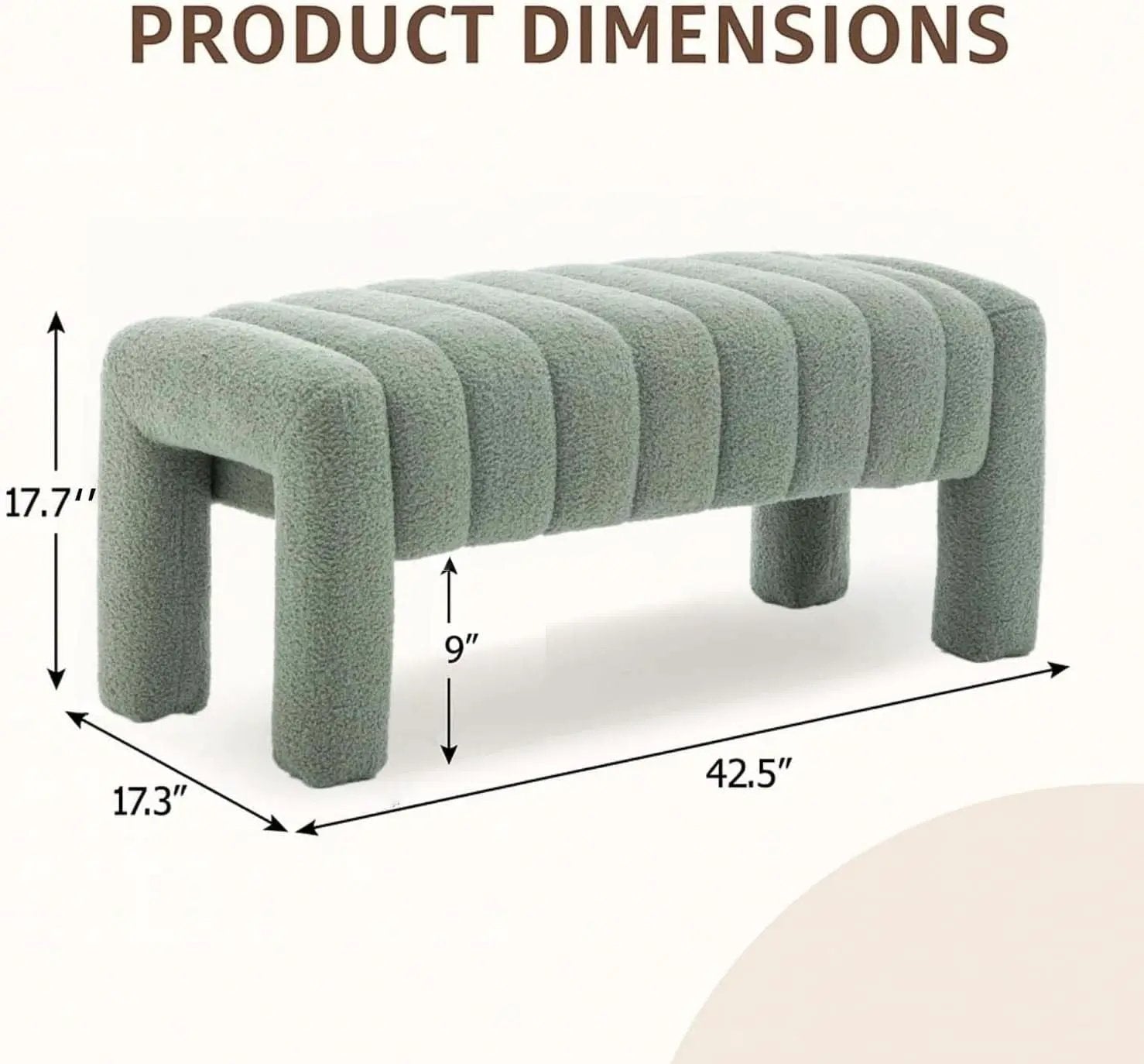 42.5 Inches Upholstered Ottoman Bench Boucle Fabric from PriceLows™