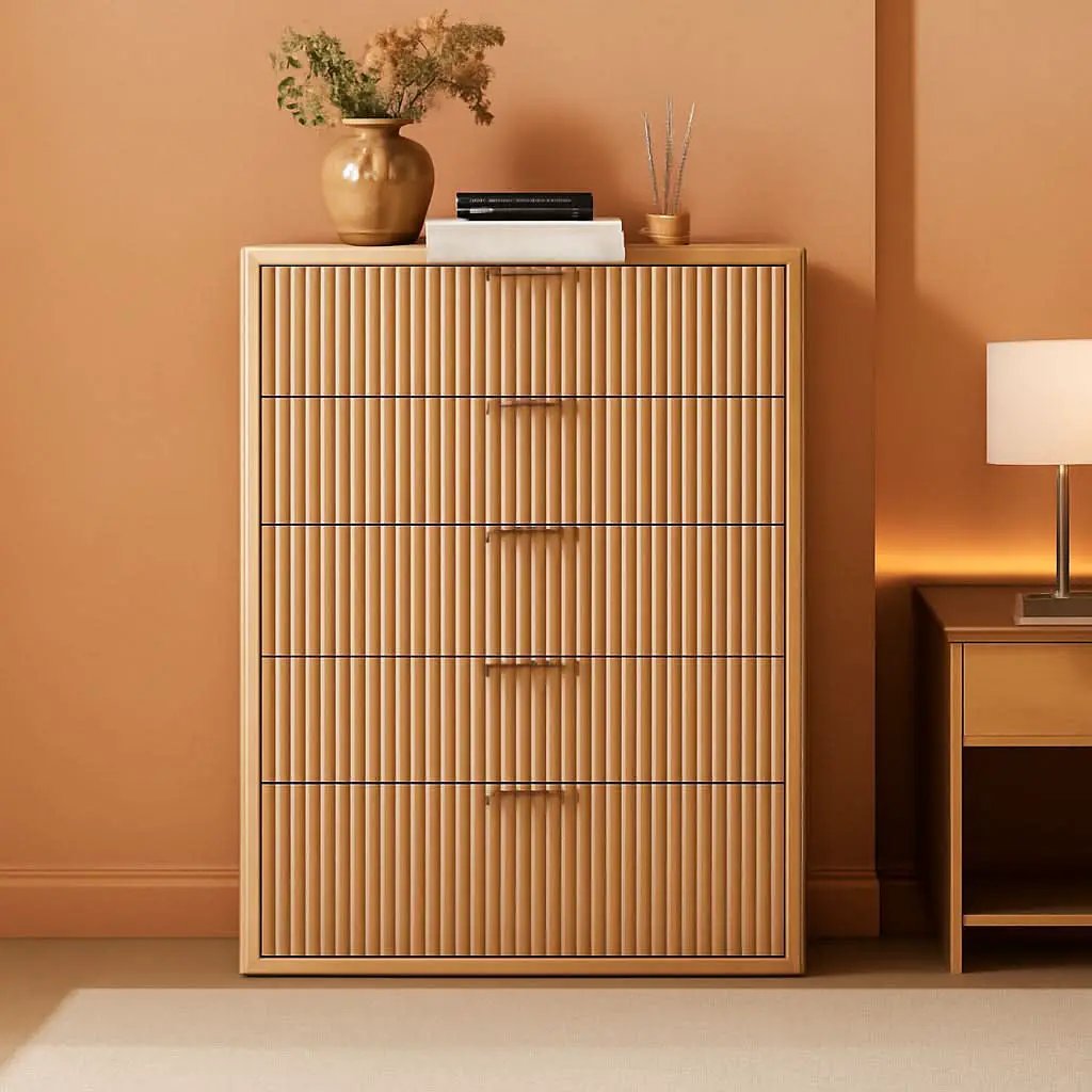 Distressed Fluted Dresser Featuring Six Drawers 42Inch from PriceLows™