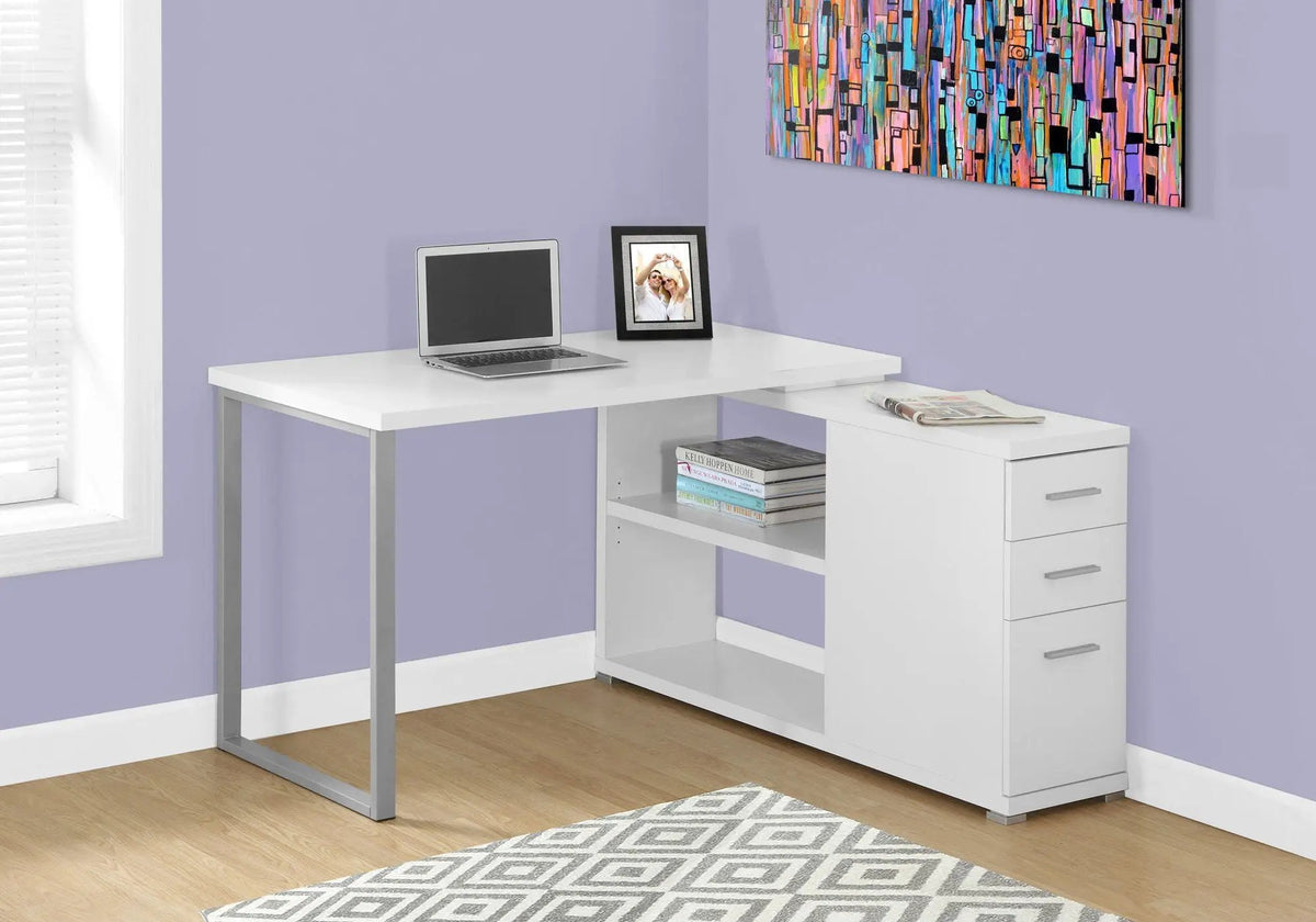 L-Shaped Computer Desk With Drawers | 47.25 Inch Width | Left Or Right Setup | Three Drawers