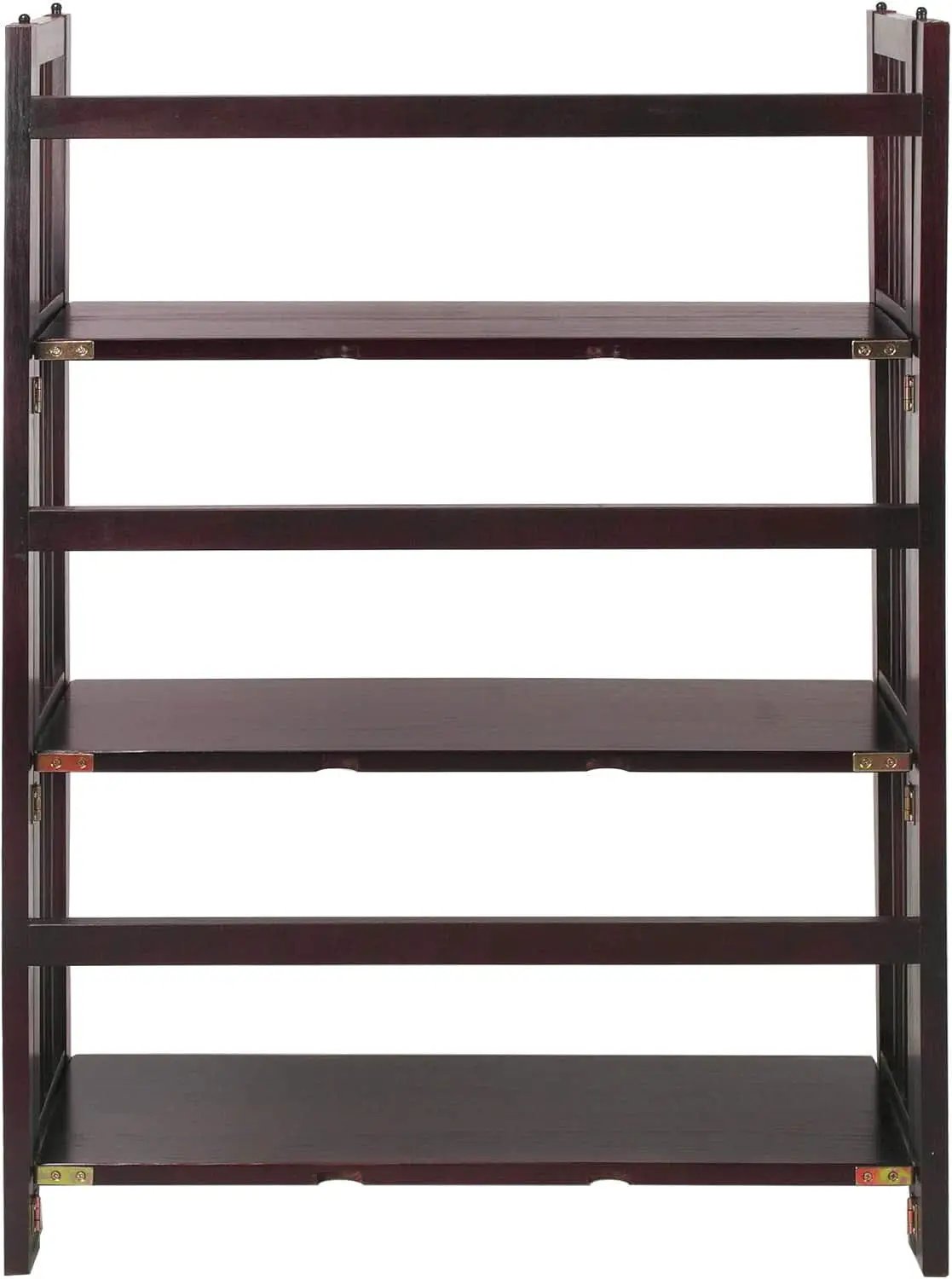 Three Shelf Folding Stackable Bookcase 27.5 Inch Wide Espresso Wood Home Office Storage from PriceLows™