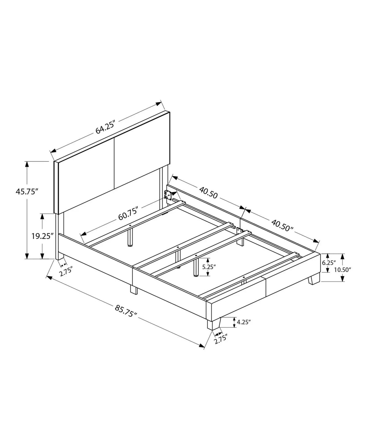 Upholstered Storage Bed | Transitional Style | Low Profile Platform Frame | 45.75 Inch Height