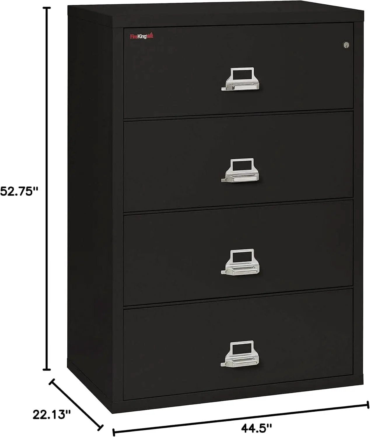 Lateral 4 Drawer Fire Safe File Cabinet With Key Lock Black from PriceLows™