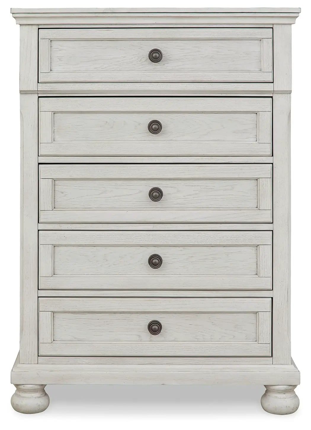 Robbinsdale Five Drawer Chest Youth | 34 x 18 x 47.88 in | Engineered Wood & Oak Veneer | Antique White