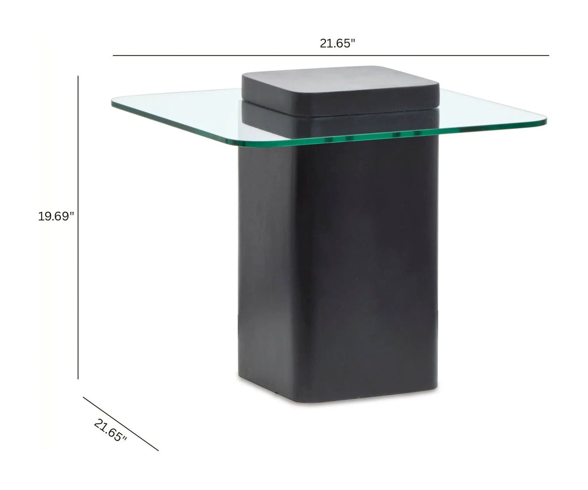 Donora Square End Table | Glass Top | Modern Square Base | Minimalist Design