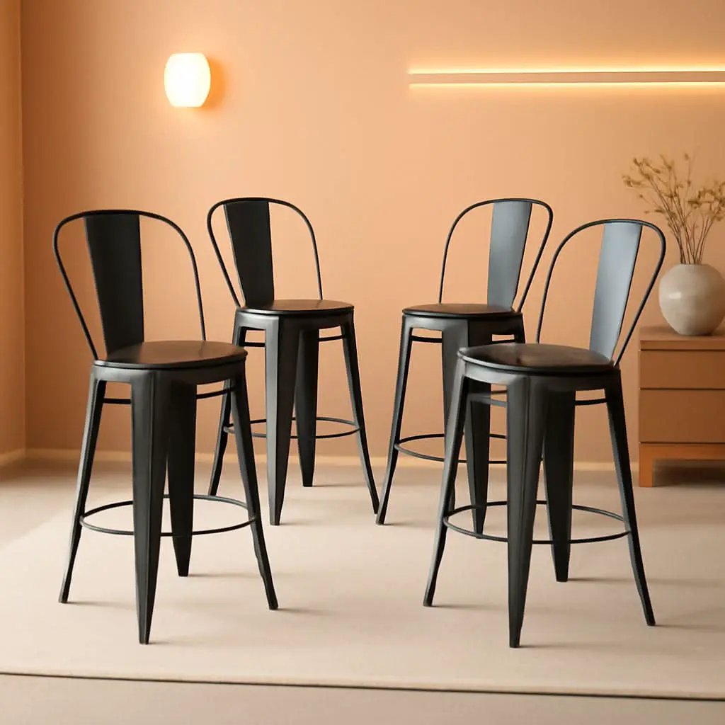Counter Height Swivel Bar Chairs With Back Set Of 4 from PriceLows™