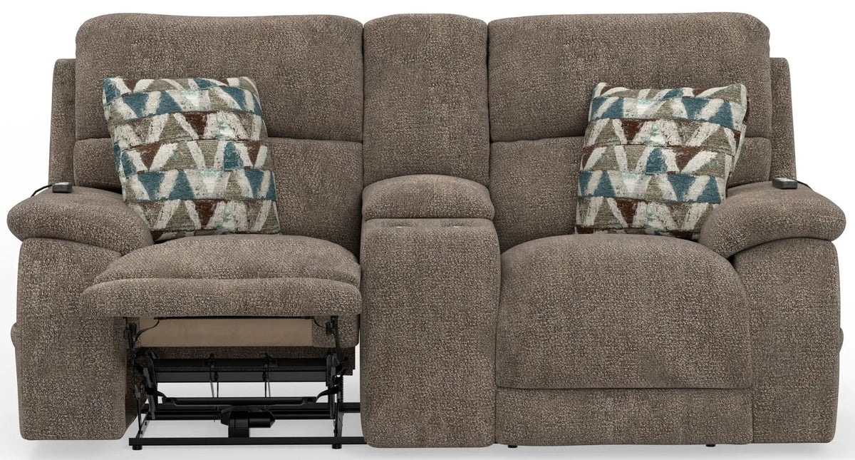 Joya Power Headrest Power Lay Flat Reclining Console Loveseat With CR3 | 2 Pieces | Living Room Furniture | Living Room