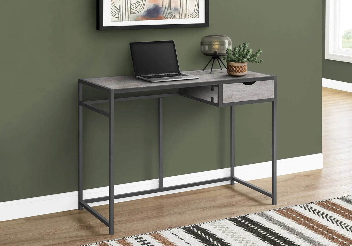 Laptop Computer Desk | 1 Storage Drawer | Slender Metal Frame | Space-Saving Contemporary Design