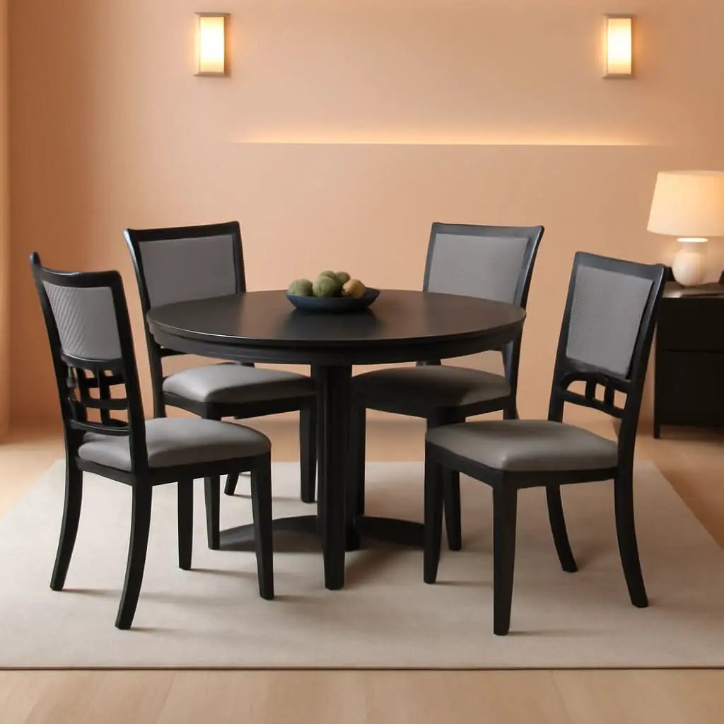 Gray 5 Piece Dining Table Set With 4 Chairs For Kitchen from PriceLows™