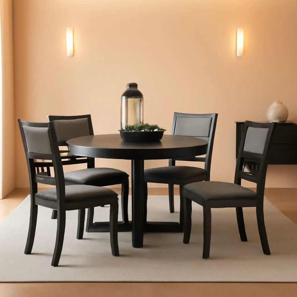 Gray Round Dining Table And Chairs 5 Piece Dining Room Set from PriceLows™