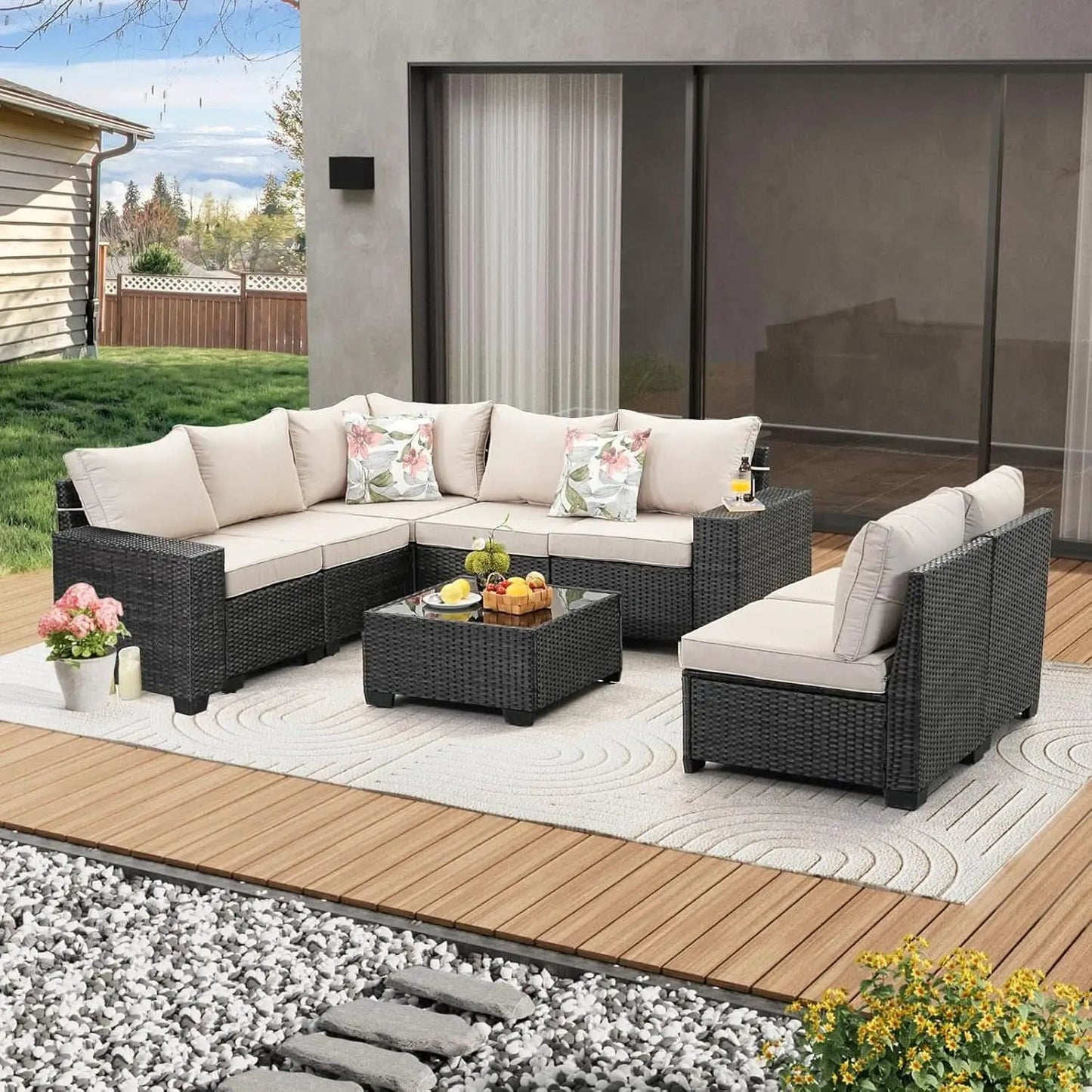 All-Weather Wicker Outdoor Sectional Sofa Set with Cushions from PriceLows™