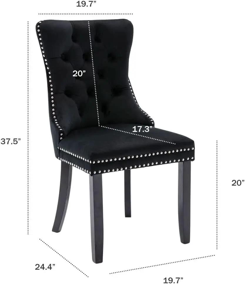 Velvet Dining Chairs Black Tufted Upholstered Set 4 from PriceLows™