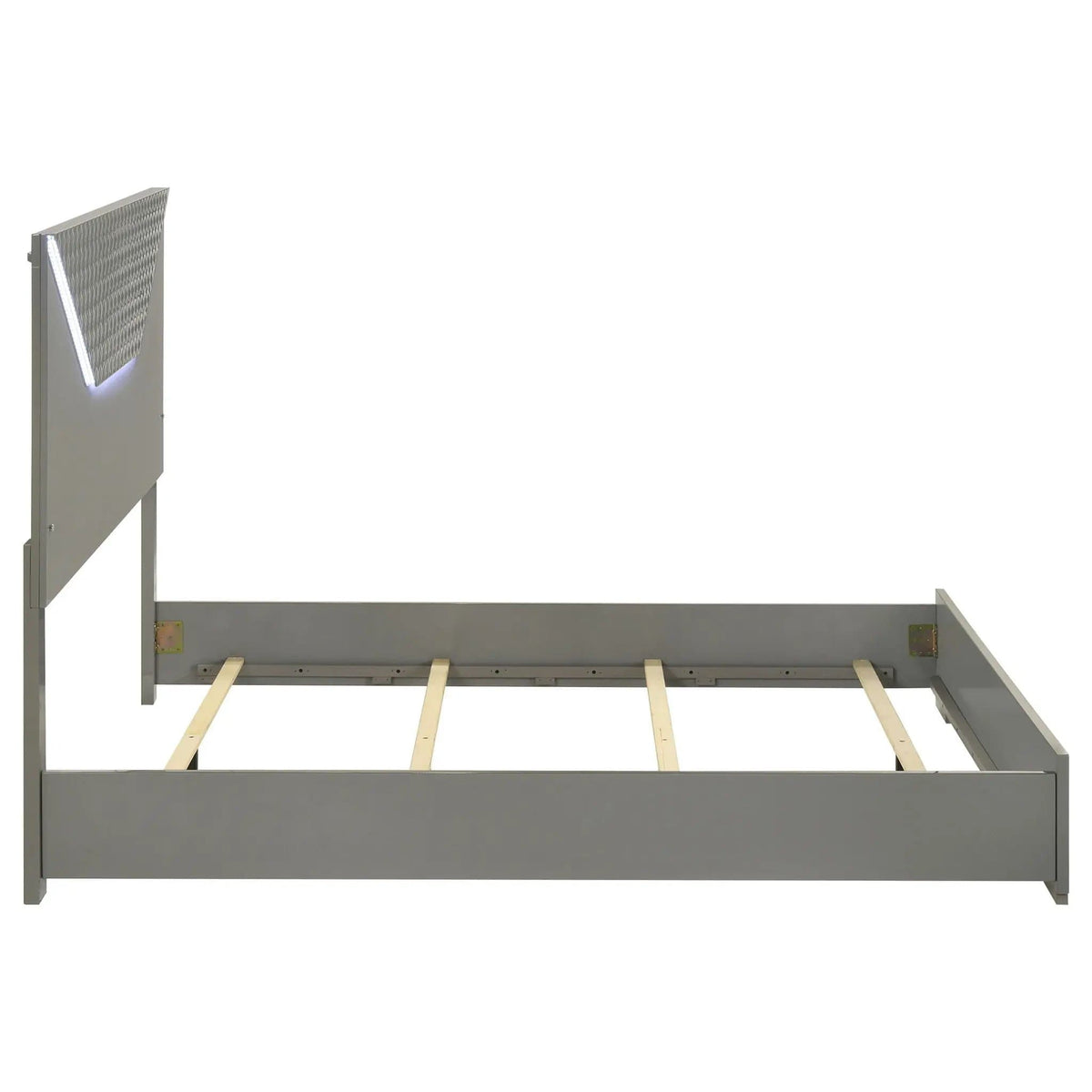 Ives Queen Panel Bed LED Headboard Grey High Gloss | 63.5 x 83.5 x 56.75 in | Bedroom Furniture | Bedroom