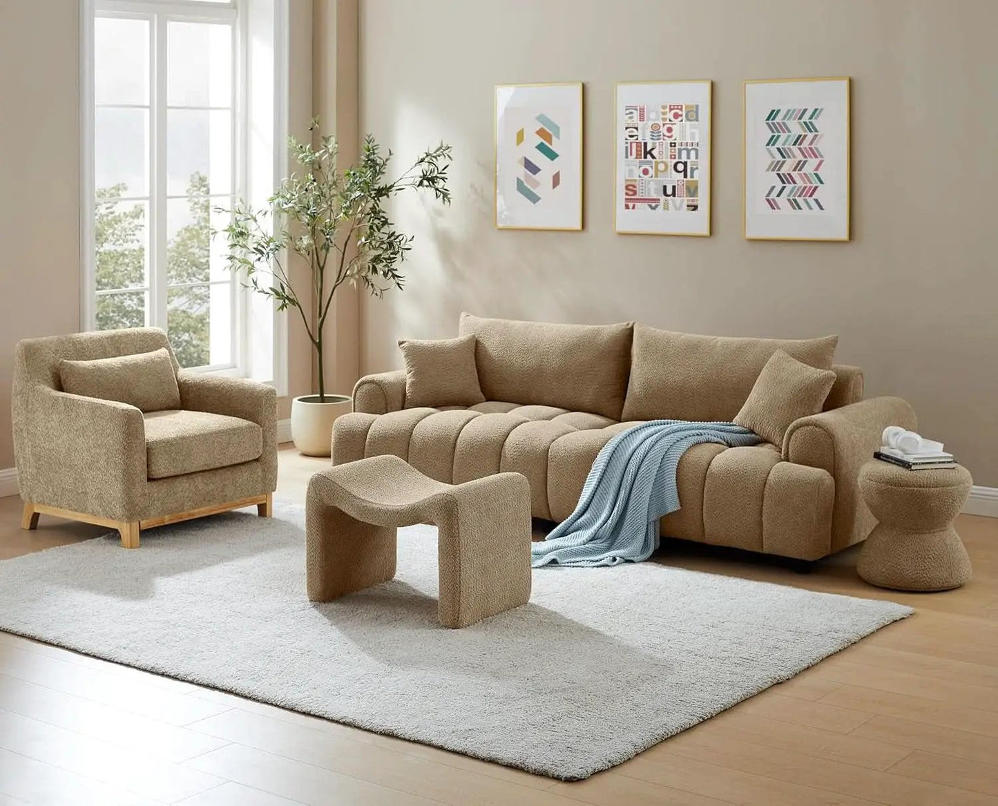 Large White Ottoman Footstool Multifunctional Living Room from PriceLows™