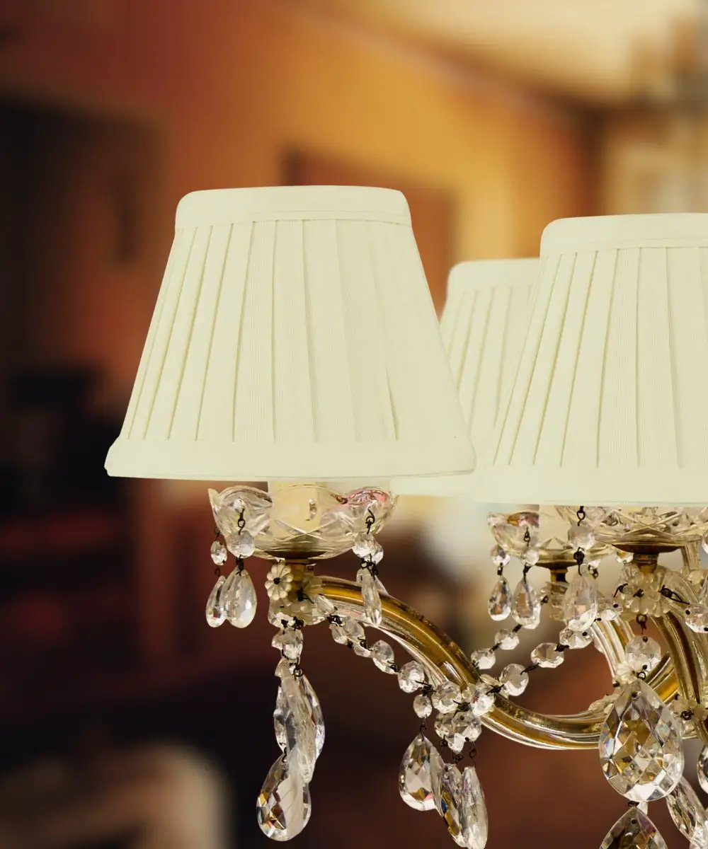Clip On Lamp Shade | Pleated Shantung | Heavy Brass Frame | 5W X 4H