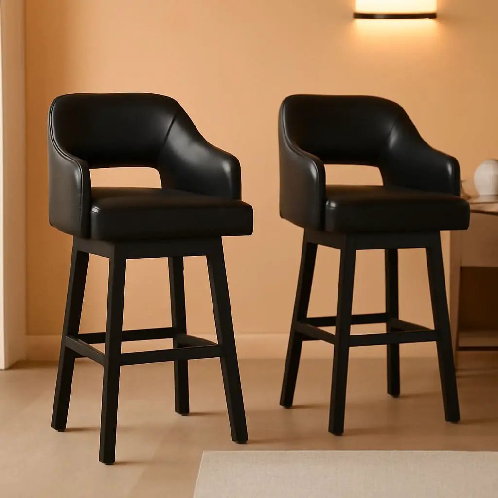 Modern Upholstered Swivel Barstool Set with Footrest from PriceLows™