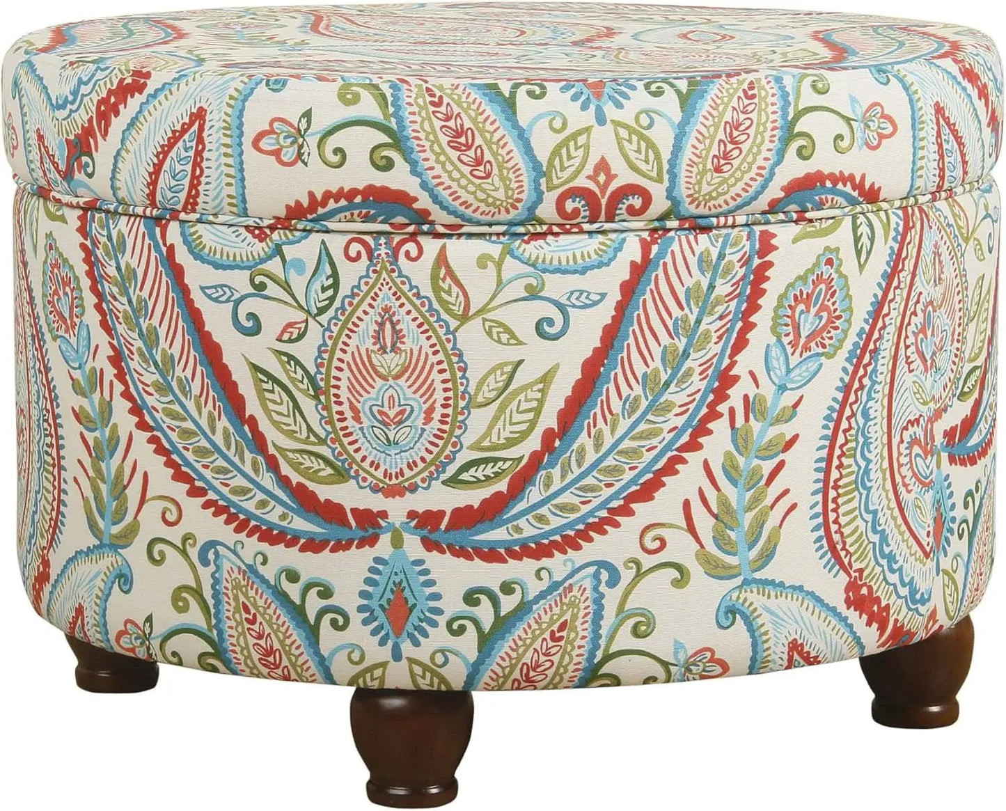 Large Upholstered Round Storage Ottoman Living Room from PriceLows™