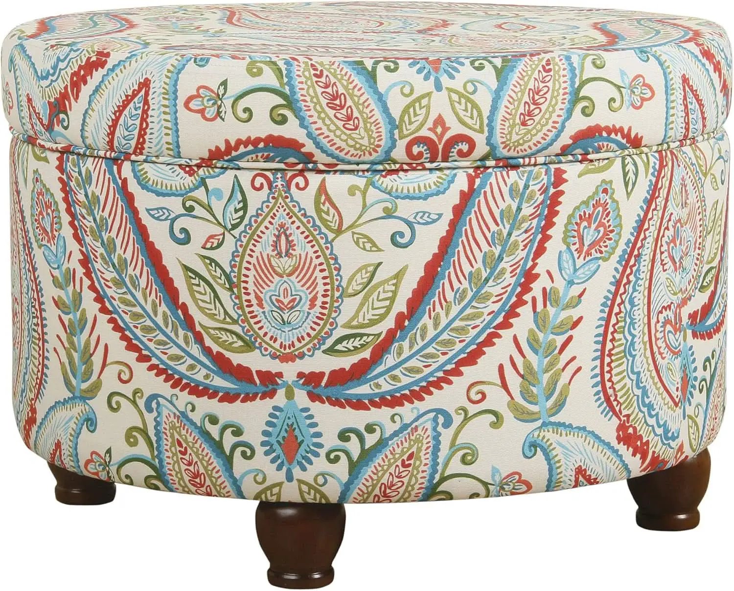 Large Upholstered Round Storage Ottoman Living Room from PriceLows™