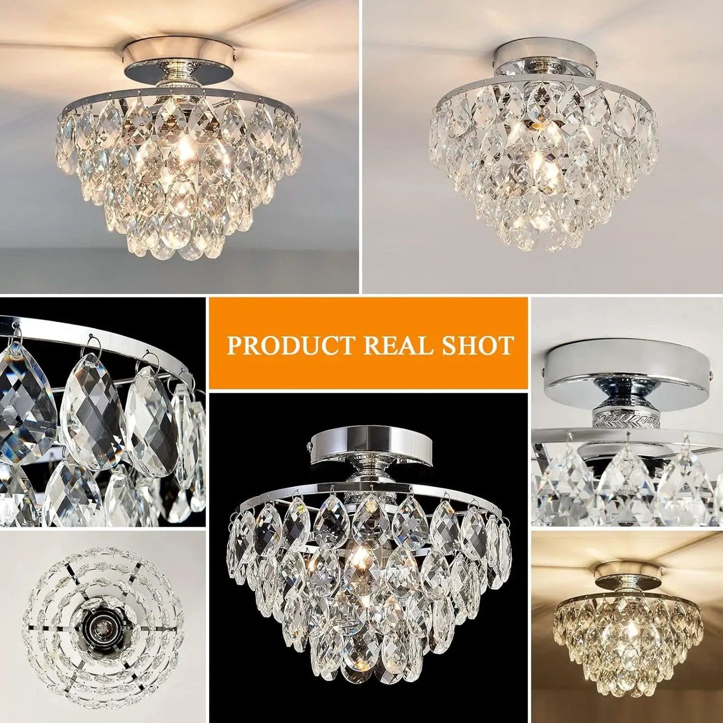 Crystal Chandelier Ceiling Light E26 Chrome Fixture from PriceLows™