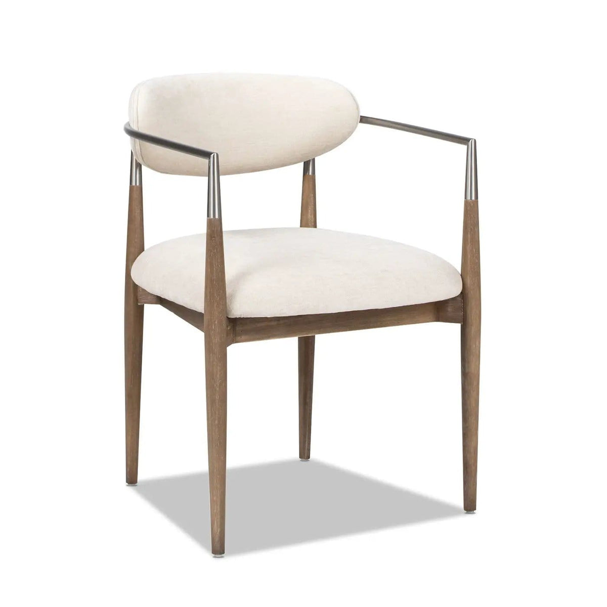 Artemis Mixed Material Upholstered Dining Arm Chair | 22 x 23 x 30.5 in | Rubberwood | Warm White