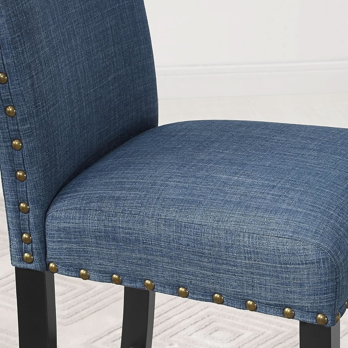 Biony Blue Fabric Dining Chair Set of 2 With Nailhead Trim from PriceLows™