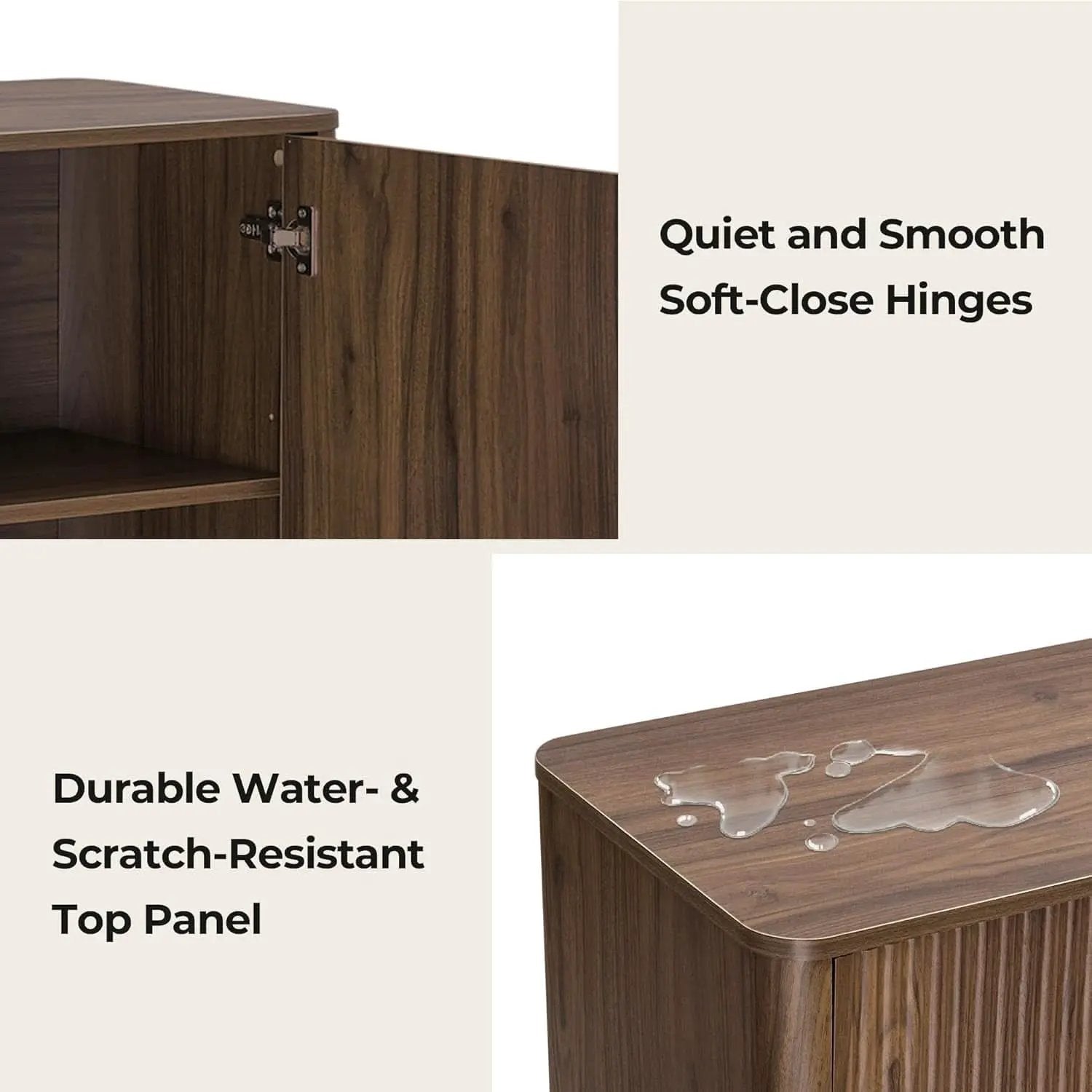 62 Inch Walnut Sideboard Buffet With Adjustable Shelves from PriceLows™