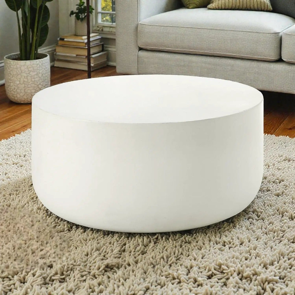 Dustan Natural Coffee Table | 31 x 31 x 16 in | Concrete | White