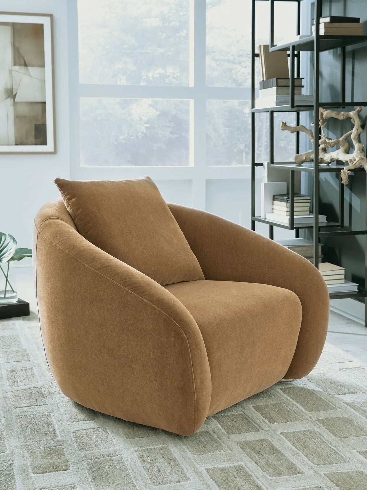 Yahya Swivel Accent Chair | Soft Velvet Upholstery | Reading Nook Seating | 39.5 Inch Length