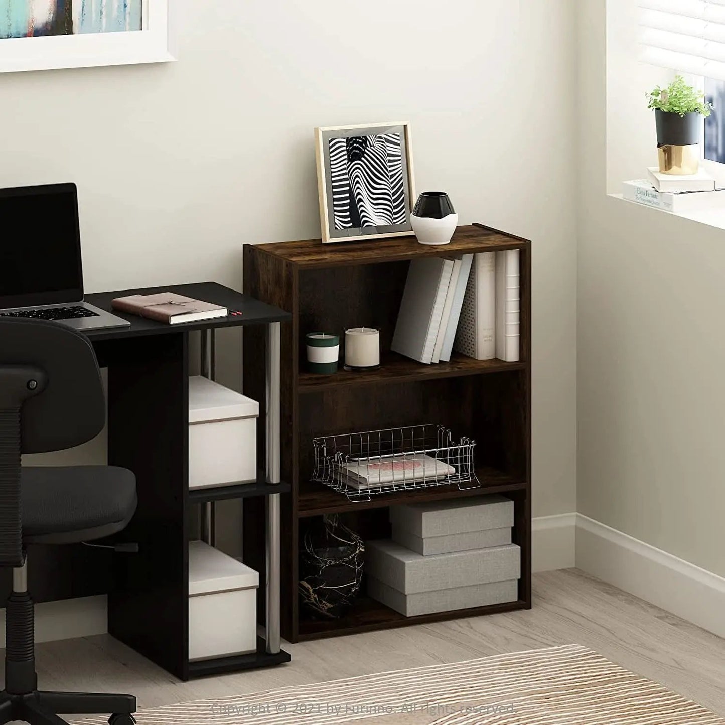 Pasir 3 Tier Open Shelf Bookcase Amber Pine Finish from PriceLows™