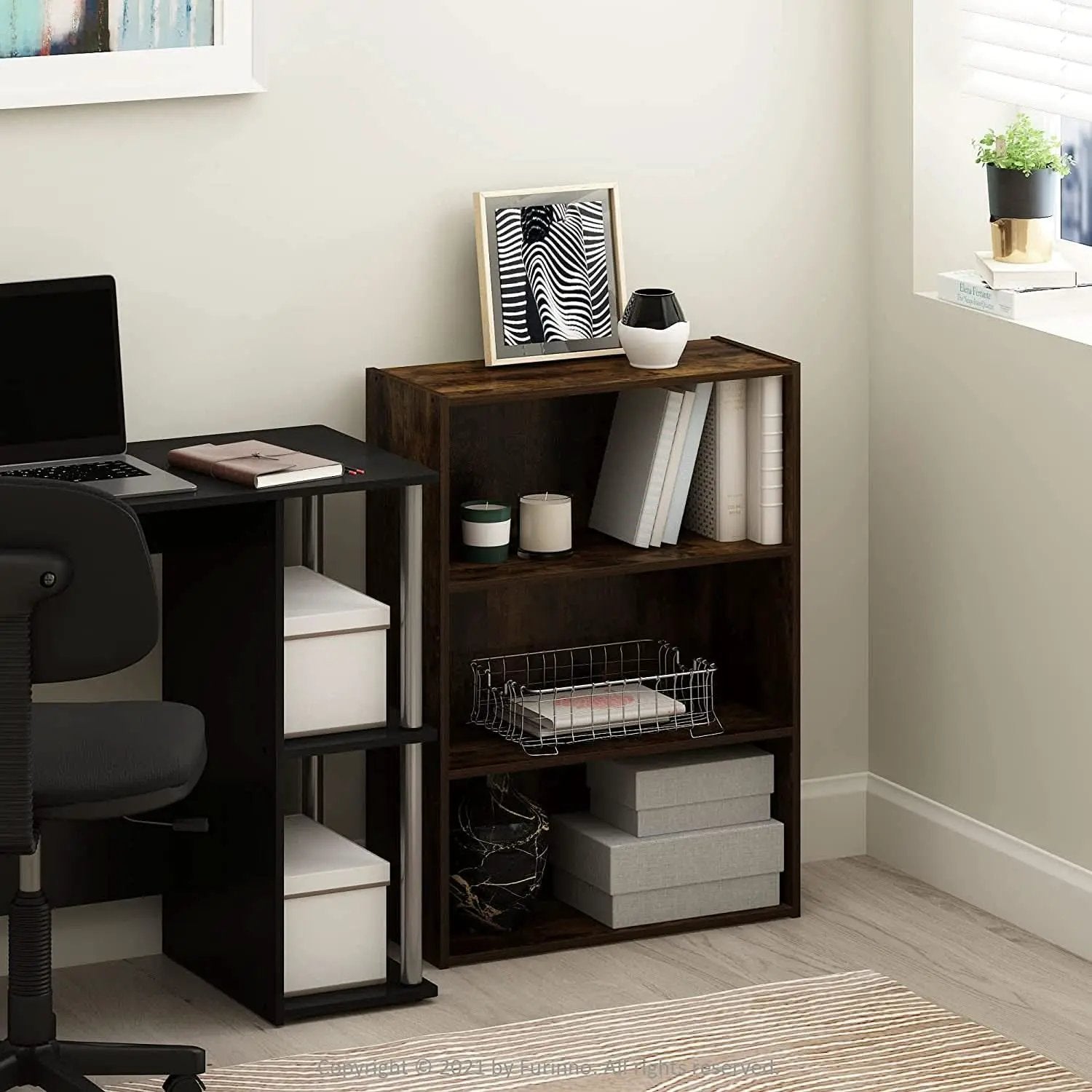 Pasir 3 Tier Open Shelf Bookcase Amber Pine Finish from PriceLows™