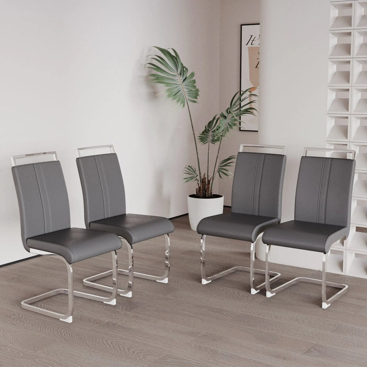 Modern Dining Chairs | Padded Seat | High Back | Accessory Bag Included
