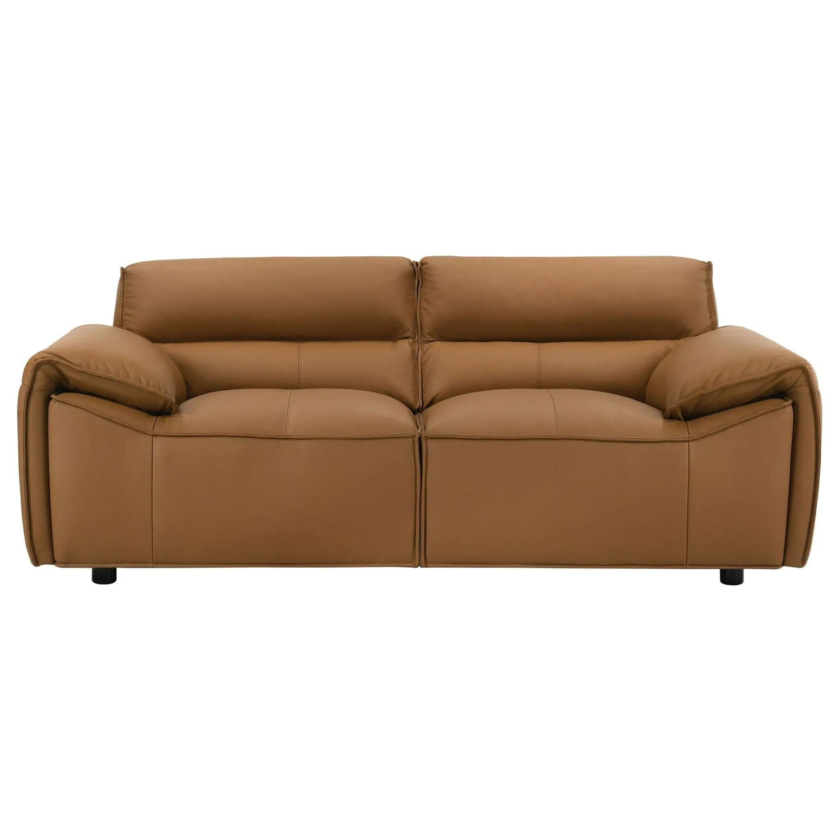 Buxton Top Grain Leather Upholstered Loveseat | 73.5 x 37.5 x 29.5 in | Leather | Orange