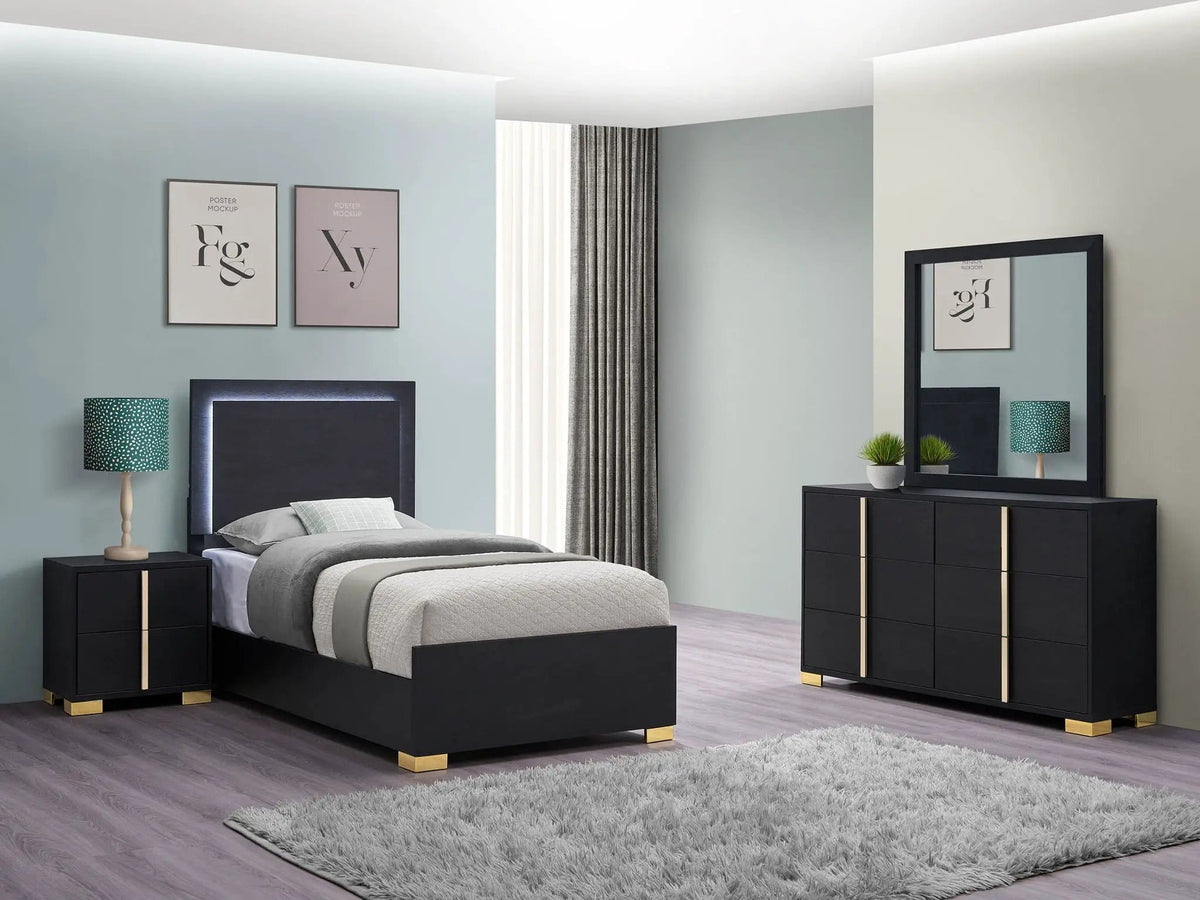 Marceline 4-piece Twin Bedroom Set | 4-Piece Set | Bedroom Furniture | Black